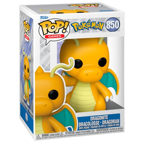 Figura Funko POP! Dragonite de Pokémon – diseño oficial de 9 cm en caja ilustrada con ventana