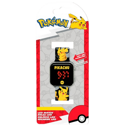 Reloj infantil Pokémon con pantalla LED digital y diseño de Pikachu – correa de silicona ajustable