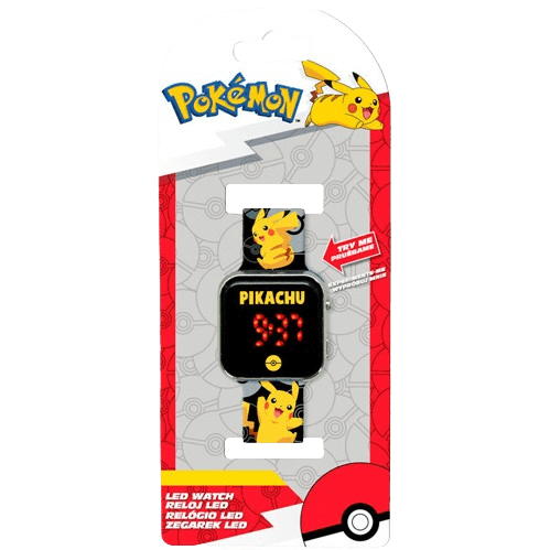 Reloj infantil Pokémon con pantalla LED digital y diseño de Pikachu – correa de silicona ajustable