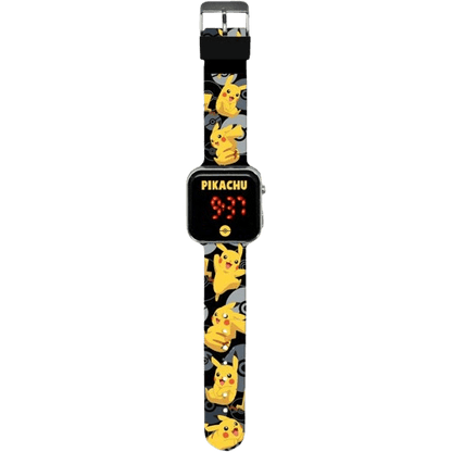 Reloj infantil Pokémon con pantalla LED digital y diseño de Pikachu – correa de silicona ajustable